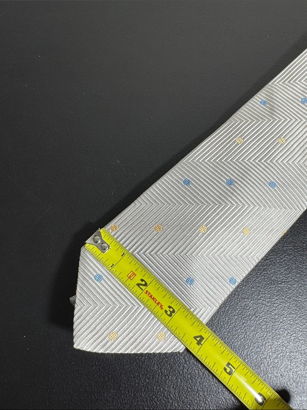 Pal Zileri mens silver stripe dotted jacquard 100% silk luxury neck tie EUC